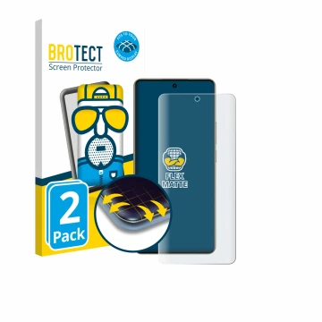 Parte frontal de un envase de producto con el logotipo de la marca BROTECT. Al lado se muestra el dispositivo realme 16 Pro Pl