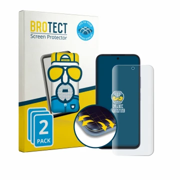 Parte frontal de un envase de producto con el logotipo de la marca BROTECT. Al lado se muestra el dispositivo Oppo A6k con su 