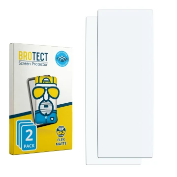 Parte frontal de un envase de producto con el logotipo de la marca BROTECT. Al lado está el protector de pantalla correspondie