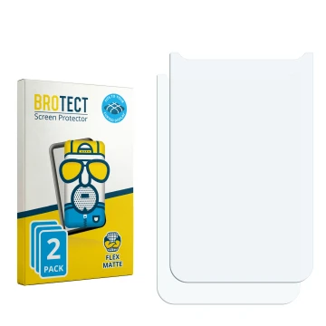 Parte frontal de un envase de producto con el logotipo de la marca BROTECT. Al lado está el protector de pantalla correspondie