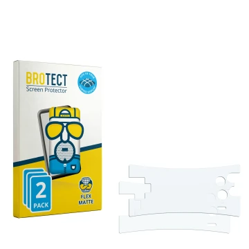 Parte frontal de un envase de producto con el logotipo de la marca BROTECT. Al lado está el protector de pantalla correspondie