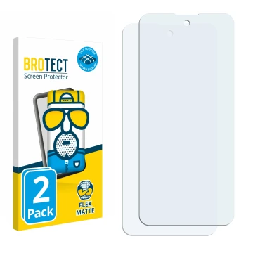 Parte frontal de un envase de producto con el logotipo de la marca BROTECT. Al lado está el protector de pantalla correspondie