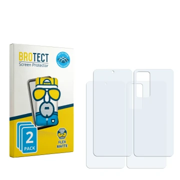 Parte frontal de un envase de producto con el logotipo de la marca BROTECT. Al lado está el protector de pantalla correspondie