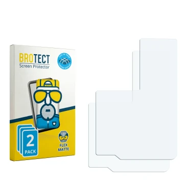 Parte frontal de un envase de producto con el logotipo de la marca BROTECT. Al lado está el protector de pantalla correspondie