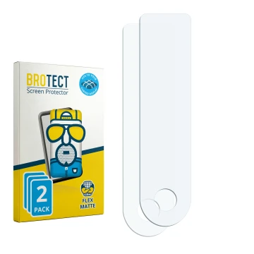 Parte frontal de un envase de producto con el logotipo de la marca BROTECT. Al lado está el protector de pantalla correspondie
