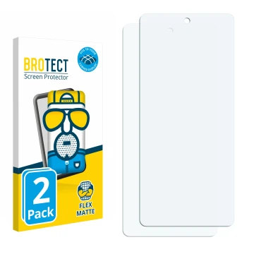 Parte frontal de un envase de producto con el logotipo de la marca BROTECT. Al lado está el protector de pantalla correspondie