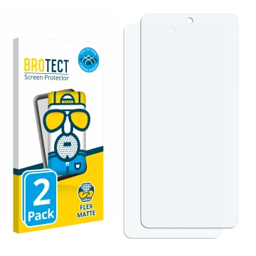 Parte frontal de un envase de producto con el logotipo de la marca BROTECT. Al lado está el protector de pantalla correspondie