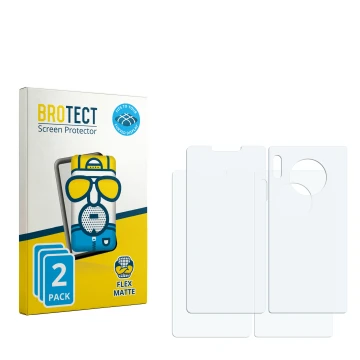 Parte frontal de un envase de producto con el logotipo de la marca BROTECT. Al lado está el protector de pantalla correspondie
