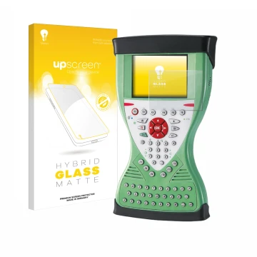 Parte frontal de un envase de producto con el logotipo de la marca upscreen. Al lado se muestra el dispositivo Leica Viva Cont