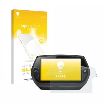 Parte frontal de un envase de producto con el logotipo de la marca upscreen. Al lado se muestra el dispositivo Bosch Nyon 2014