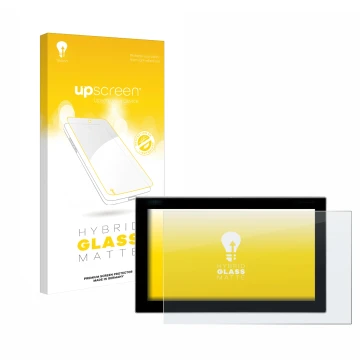 Parte frontal de un envase de producto con el logotipo de la marca upscreen. Al lado se muestra el dispositivo Siemens Simatic