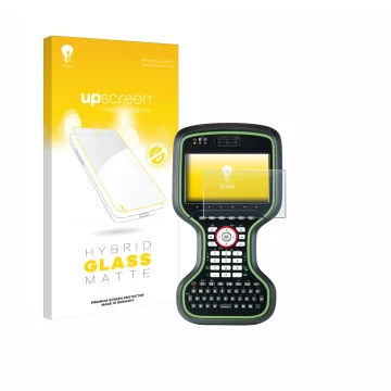 Parte frontal de un envase de producto con el logotipo de la marca upscreen. Al lado se muestra el dispositivo Leica CS20 3.75