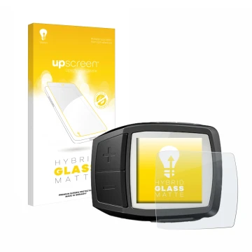 Parte frontal de un envase de producto con el logotipo de la marca upscreen. Al lado se muestra el dispositivo Bosch Purion co