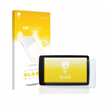 Parte frontal de un envase de producto con el logotipo de la marca upscreen. Al lado se muestra el dispositivo BMW Motorrad Na