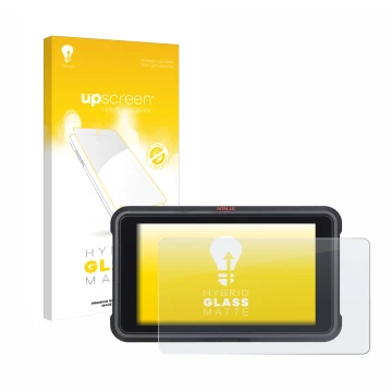 Parte frontal de un envase de producto con el logotipo de la marca upscreen. Al lado se muestra el dispositivo Atomos Ninja V 