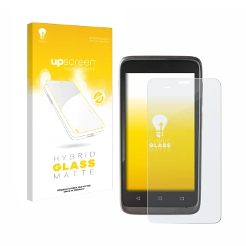 Parte frontal de un envase de producto con el logotipo de la marca upscreen. Al lado se muestra el dispositivo Honeywell ScanP