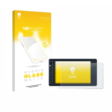 Parte frontal de un envase de producto con el logotipo de la marca upscreen. Al lado se muestra el dispositivo SmallHD 703 Bol