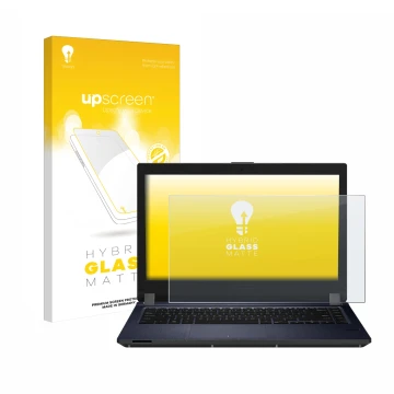 Parte frontal de un envase de producto con el logotipo de la marca upscreen. Al lado se muestra el dispositivo ASUS AsusPro P1