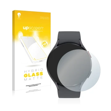 Parte frontal de un envase de producto con el logotipo de la marca upscreen. Al lado se muestra el dispositivo Garmin Fenix 6S
