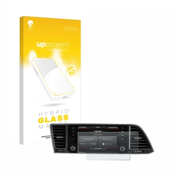 Parte frontal de un envase de producto con el logotipo de la marca upscreen. Al lado se muestra el dispositivo Seat Ateca 2020