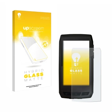 Parte frontal de un envase de producto con el logotipo de la marca upscreen. Al lado se muestra el dispositivo Ciclo Navic 400