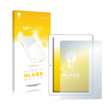 Parte frontal de un envase de producto con el logotipo de la marca upscreen. Al lado se muestra el dispositivo Toscido X104 10