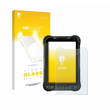 Parte frontal de un envase de producto con el logotipo de la marca upscreen. Al lado se muestra el dispositivo UniStrong UT30 