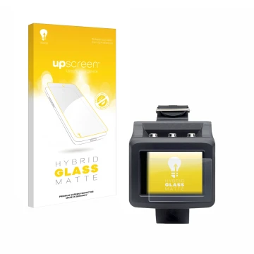 Parte frontal de un envase de producto con el logotipo de la marca upscreen. Al lado se muestra el dispositivo Uwatec Galileo 