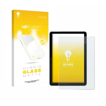 Parte frontal de un envase de producto con el logotipo de la marca upscreen. Al lado se muestra el dispositivo Lenovo IdeaPad 