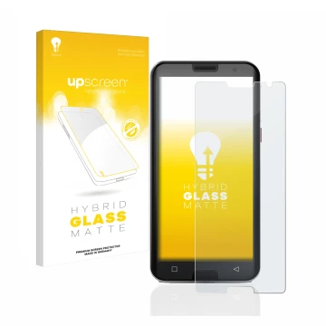 Parte frontal de un envase de producto con el logotipo de la marca upscreen. Al lado se muestra el dispositivo Emporia Smart 5