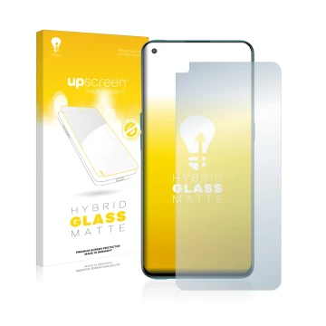 Parte frontal de un envase de producto con el logotipo de la marca upscreen. Al lado se muestra el dispositivo OnePlus Nord CE