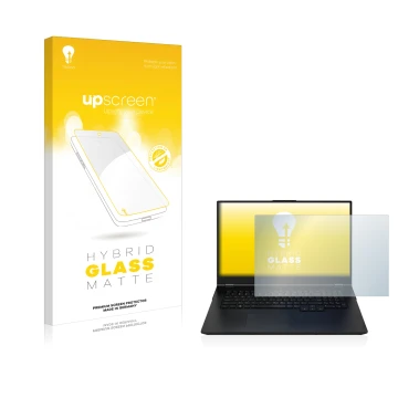 Parte frontal de un envase de producto con el logotipo de la marca upscreen. Al lado se muestra el dispositivo Zenec Z-E2055 c
