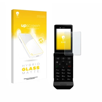 Parte frontal de un envase de producto con el logotipo de la marca upscreen. Al lado se muestra el dispositivo Caterpillar Cat