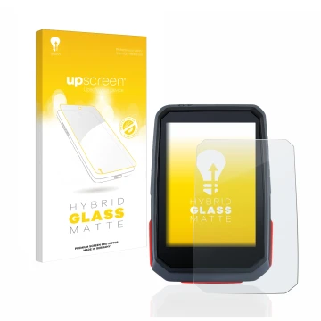 Parte frontal de un envase de producto con el logotipo de la marca upscreen. Al lado se muestra el dispositivo Sigma ROX 4.0 c