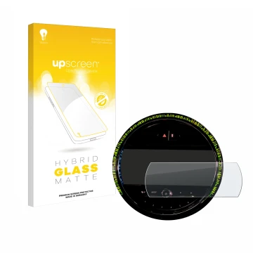 Parte frontal de un envase de producto con el logotipo de la marca upscreen. Al lado se muestra el dispositivo Mini Cooper 202