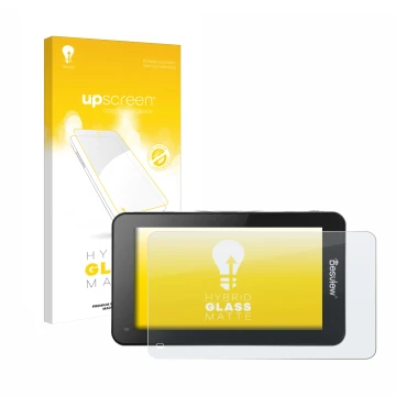 Parte frontal de un envase de producto con el logotipo de la marca upscreen. Al lado se muestra el dispositivo Desview R6 UHB 