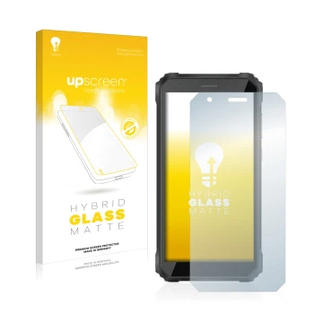 Parte frontal de un envase de producto con el logotipo de la marca upscreen. Al lado se muestra el dispositivo Blackview Oscal