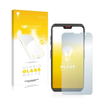 Parte frontal de un envase de producto con el logotipo de la marca upscreen. Al lado se muestra el dispositivo Honeywell ScanP