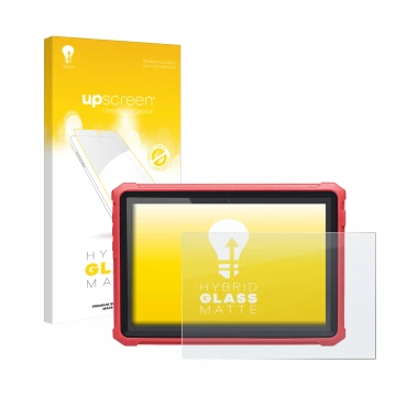 Parte frontal de un envase de producto con el logotipo de la marca upscreen. Al lado se muestra el dispositivo Launch X-431 Pr