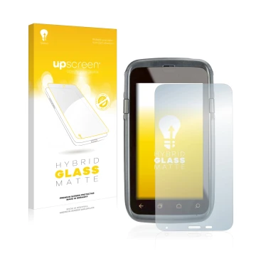 Parte frontal de un envase de producto con el logotipo de la marca upscreen. Al lado se muestra el dispositivo Honeywell Dolph