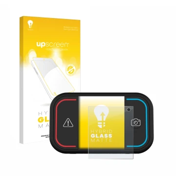 Parte frontal de un envase de producto con el logotipo de la marca upscreen. Al lado se muestra el dispositivo Saphe Drive Min