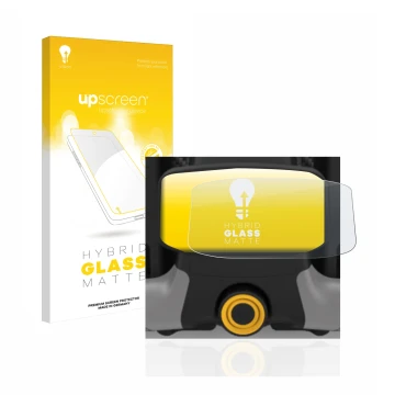 Parte frontal de un envase de producto con el logotipo de la marca upscreen. Al lado se muestra el dispositivo PowaKaddy CT8 c