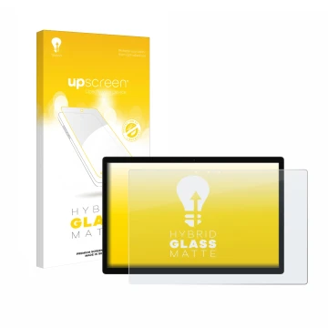 Parte frontal de un envase de producto con el logotipo de la marca upscreen. Al lado se muestra el dispositivo Xiaomi Book S 1