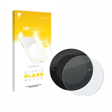 Parte frontal de un envase de producto con el logotipo de la marca upscreen. Al lado se muestra el dispositivo Beeline Velo 2 