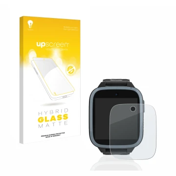 Parte frontal de un envase de producto con el logotipo de la marca upscreen. Al lado se muestra el dispositivo Xplora XGO3 (1a