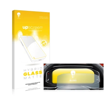 Parte frontal de un envase de producto con el logotipo de la marca upscreen. Al lado se muestra el dispositivo Volkswagen Tigu