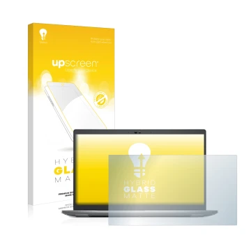 Parte frontal de un envase de producto con el logotipo de la marca upscreen. Al lado se muestra el dispositivo Dell Precision 