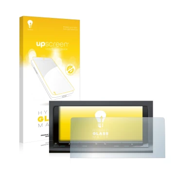 Parte frontal de un envase de producto con el logotipo de la marca upscreen. Al lado se muestra el dispositivo Volkswagen Cadd