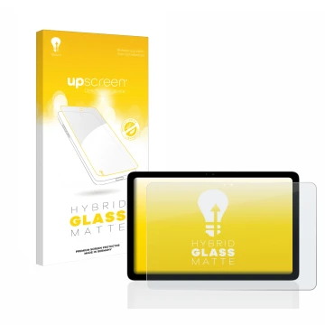 Parte frontal de un envase de producto con el logotipo de la marca upscreen. Al lado se muestra el dispositivo Google Pixel Ta