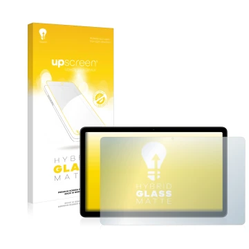 Parte frontal de un envase de producto con el logotipo de la marca upscreen. Al lado se muestra el dispositivo Nokia T21 con s